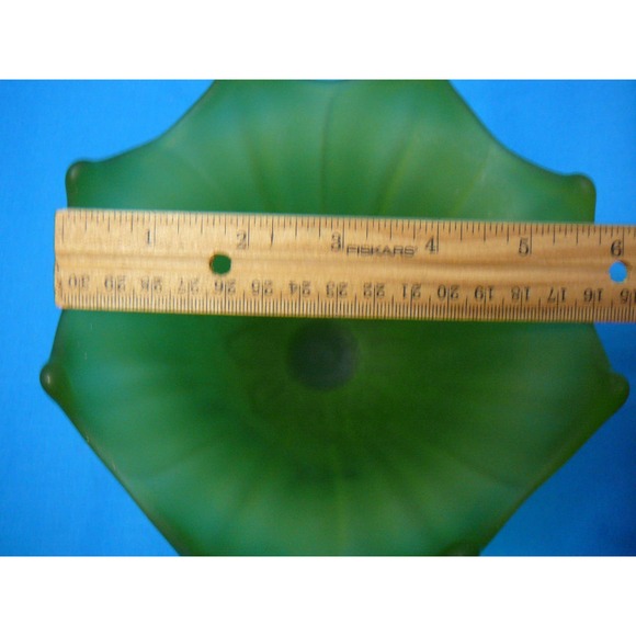 Vtg Westmorland Green Satin Glass Compote Lotus Flower Patten - Picture 5 of 6